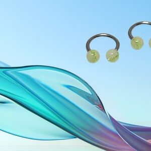 14GA-1.6mm horseshoe 3/8" Glow In The Dark Acrylic Glitter Balls Surgical Steel